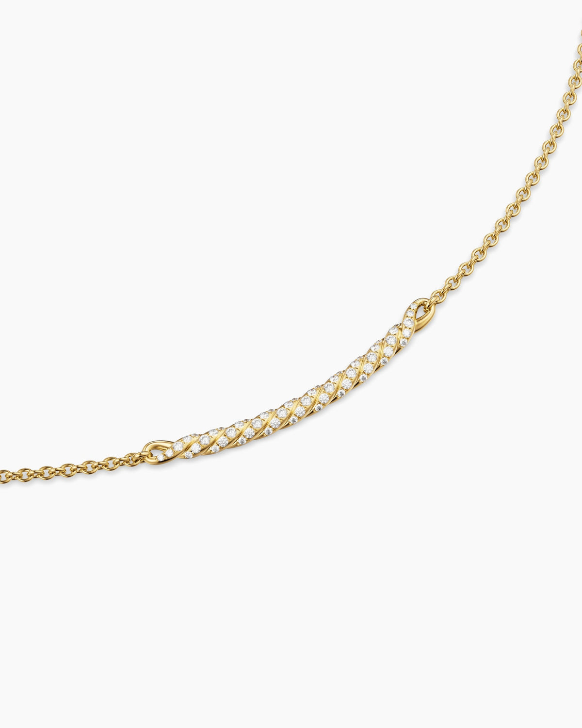 David Yurman Sculpted Cable Bar Necklace in 18K Yellow Gold with Diamonds, 2.7mm David Yurman Women’s