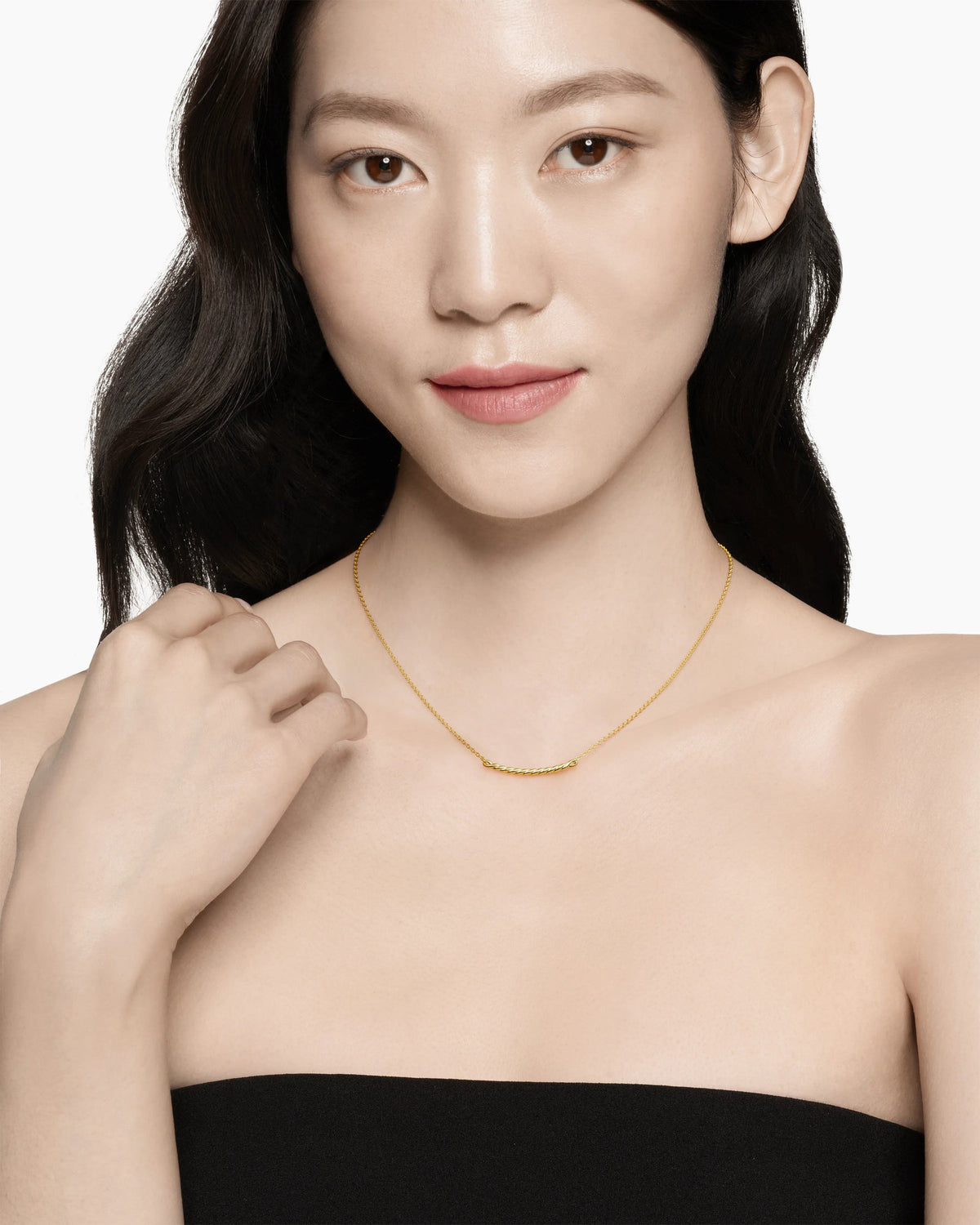 David Yurman Sculpted Cable Bar Necklace in 18K Yellow Gold, 2.7mm David Yurman Women’s
