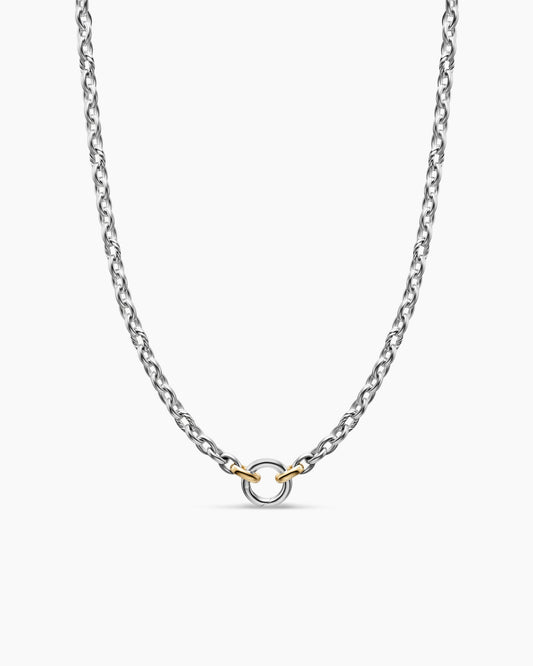 David Yurman DY Mercer Petite Chain Necklace in Sterling Silver with 18K Yellow Gold, 4.5mm David Yurman Women’s