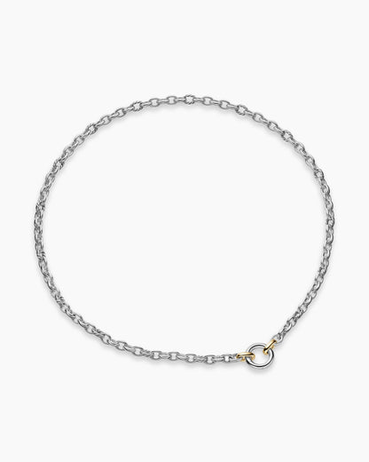 David Yurman DY Mercer Petite Chain Necklace in Sterling Silver with 18K Yellow Gold, 4.5mm David Yurman Women’s