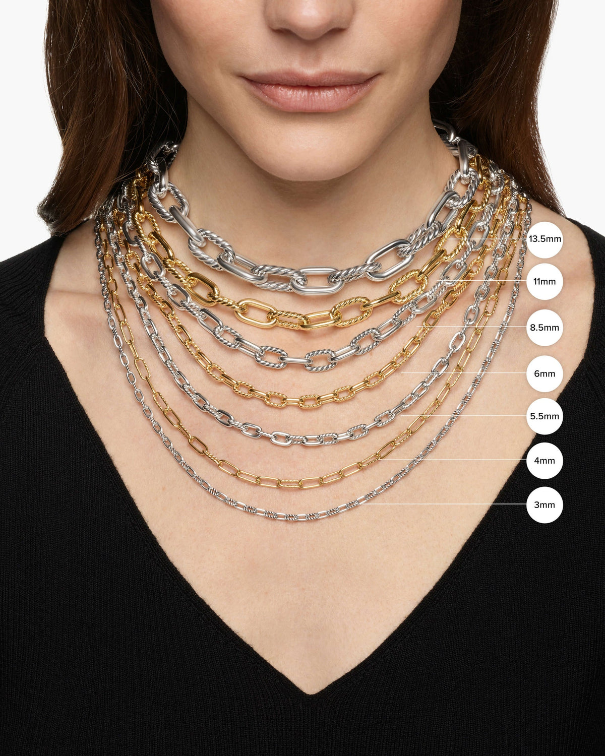 David Yurman DY Madison Three Ring Chain Necklace David Yurman Women’s