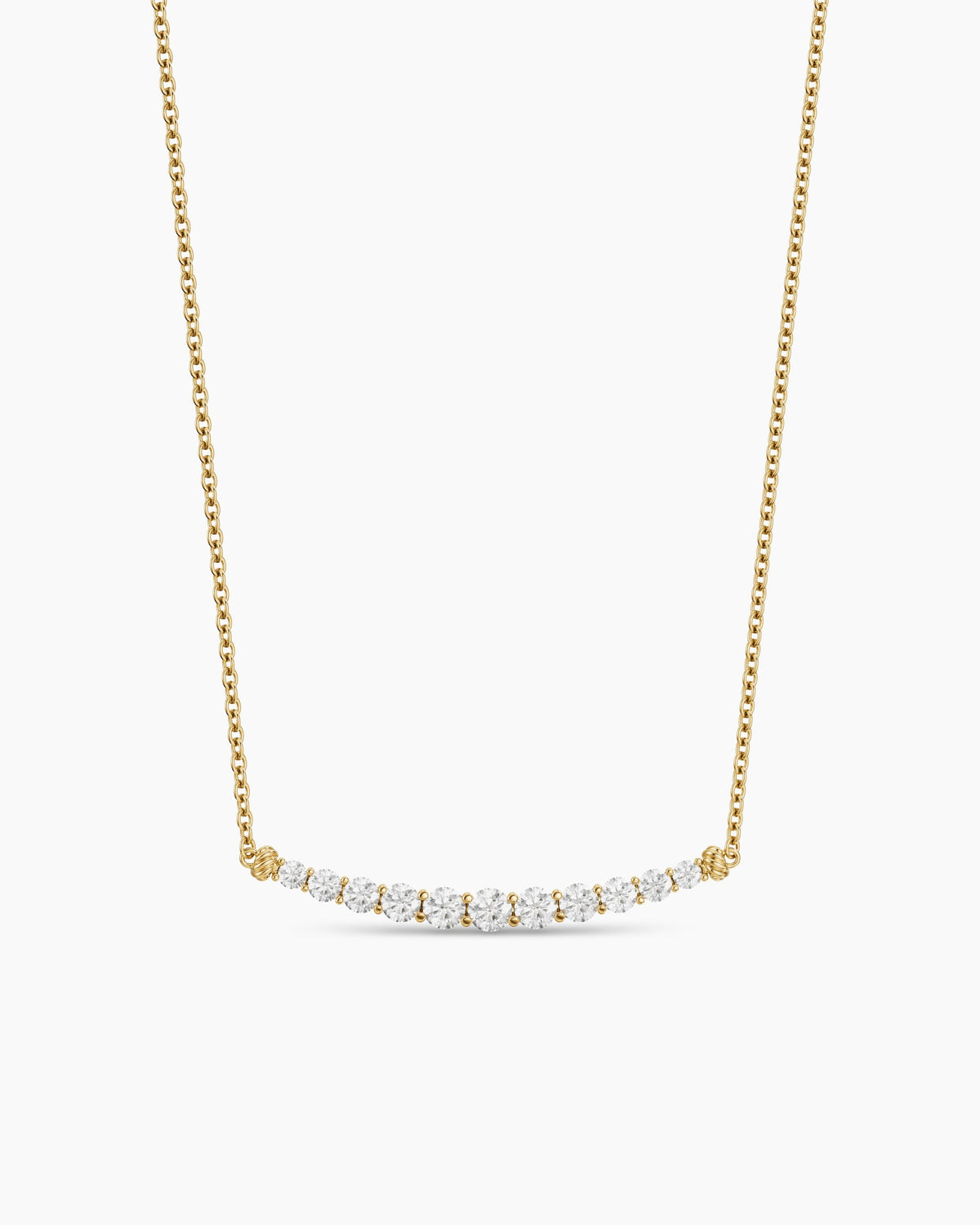 David Yurman Petite Pavé Tapered Bar Necklace in 18K Yellow Gold with Diamonds, 1mm David Yurman Women’s
