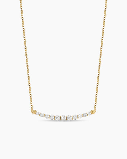 David Yurman Petite Pavé Tapered Bar Necklace in 18K Yellow Gold with Diamonds, 1mm David Yurman Women’s