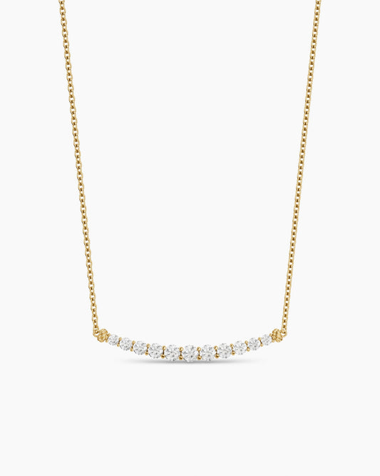 David Yurman Petite Pavé Tapered Bar Necklace in 18K Yellow Gold with Diamonds, 1mm David Yurman Women’s