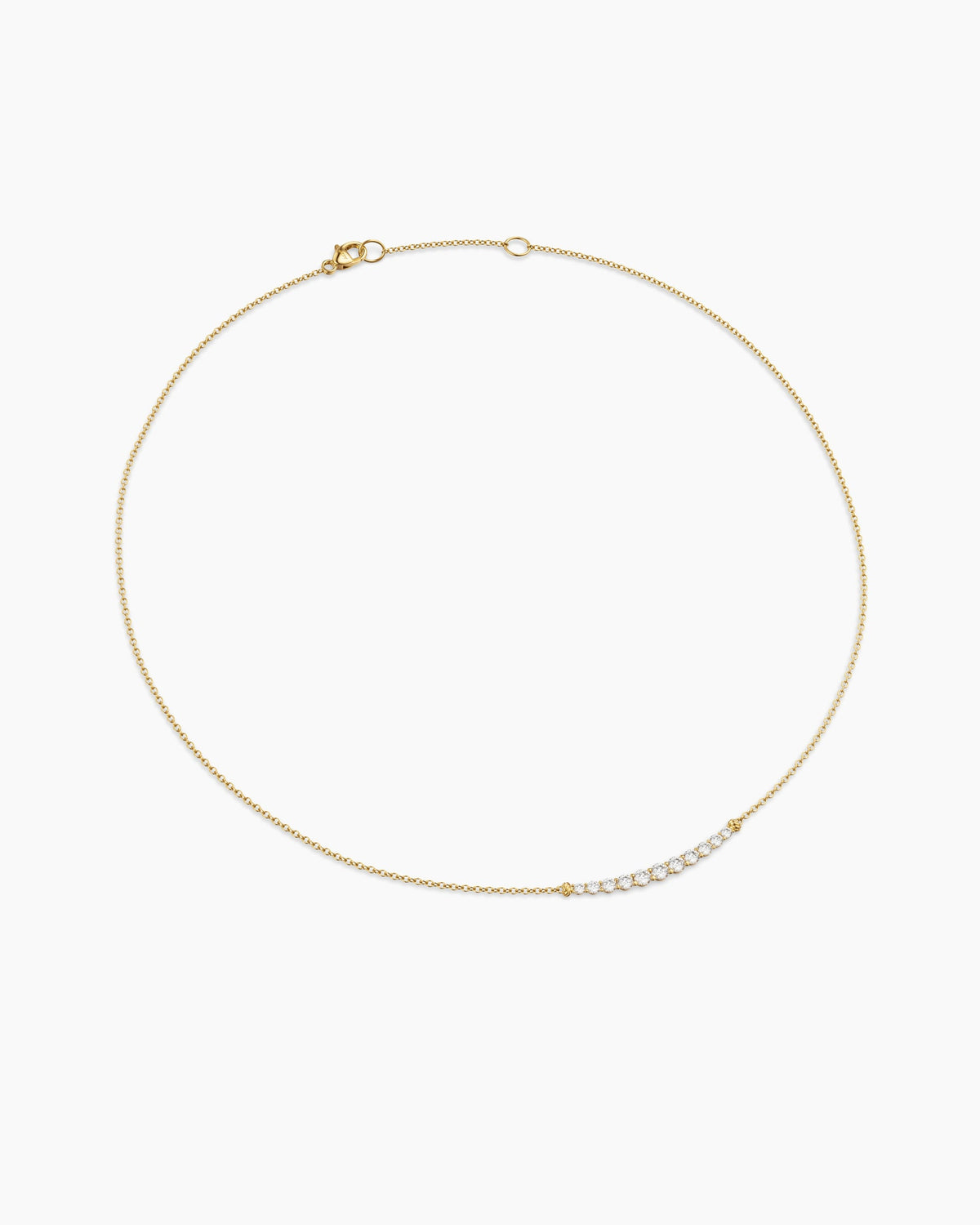 David Yurman Petite Pavé Tapered Bar Necklace in 18K Yellow Gold with Diamonds, 1mm David Yurman Women’s
