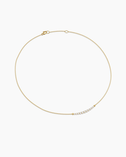 David Yurman Petite Pavé Tapered Bar Necklace in 18K Yellow Gold with Diamonds, 1mm David Yurman Women’s