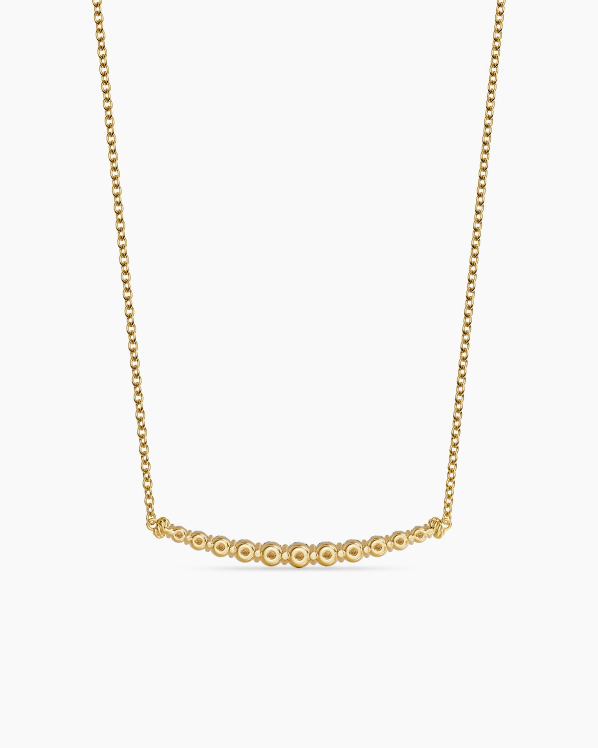 David Yurman Petite Pavé Tapered Bar Necklace in 18K Yellow Gold with Diamonds, 1mm David Yurman Women’s