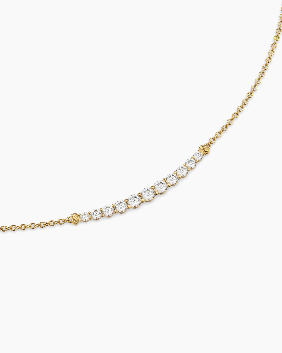 David Yurman Petite Pavé Tapered Bar Necklace in 18K Yellow Gold with Diamonds, 1mm David Yurman Women’s