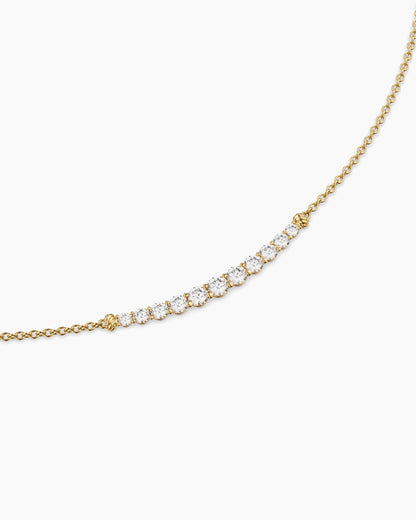 David Yurman Petite Pavé Tapered Bar Necklace in 18K Yellow Gold with Diamonds, 1mm David Yurman Women’s