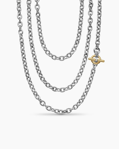David Yurman DY Mercer® Convertible Chain Necklace in Sterling Silver with 18K Yellow Gold and Diamonds, 8mm David Yurman Women’s