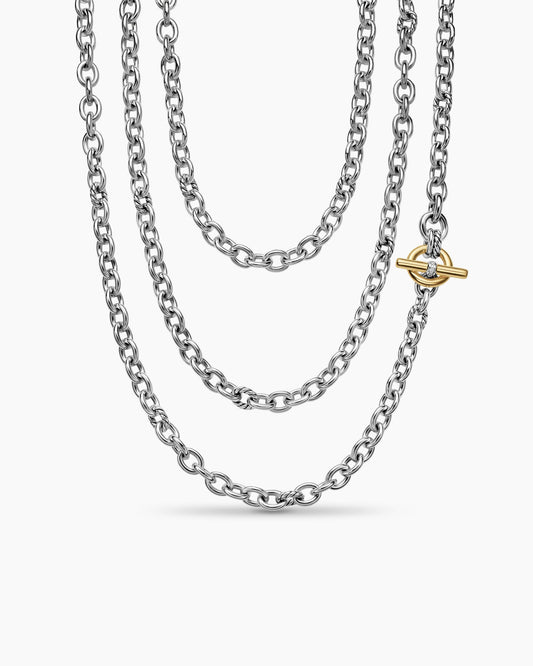 David Yurman DY Mercer® Convertible Chain Necklace in Sterling Silver with 18K Yellow Gold and Diamonds, 8mm David Yurman Women’s