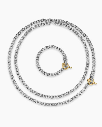 David Yurman DY Mercer® Convertible Chain Necklace in Sterling Silver with 18K Yellow Gold and Diamonds, 8mm David Yurman Women’s