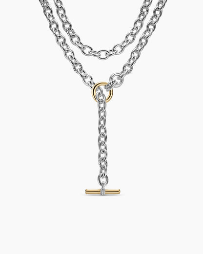 David Yurman DY Mercer® Convertible Chain Necklace in Sterling Silver with 18K Yellow Gold and Diamonds, 8mm David Yurman Women’s