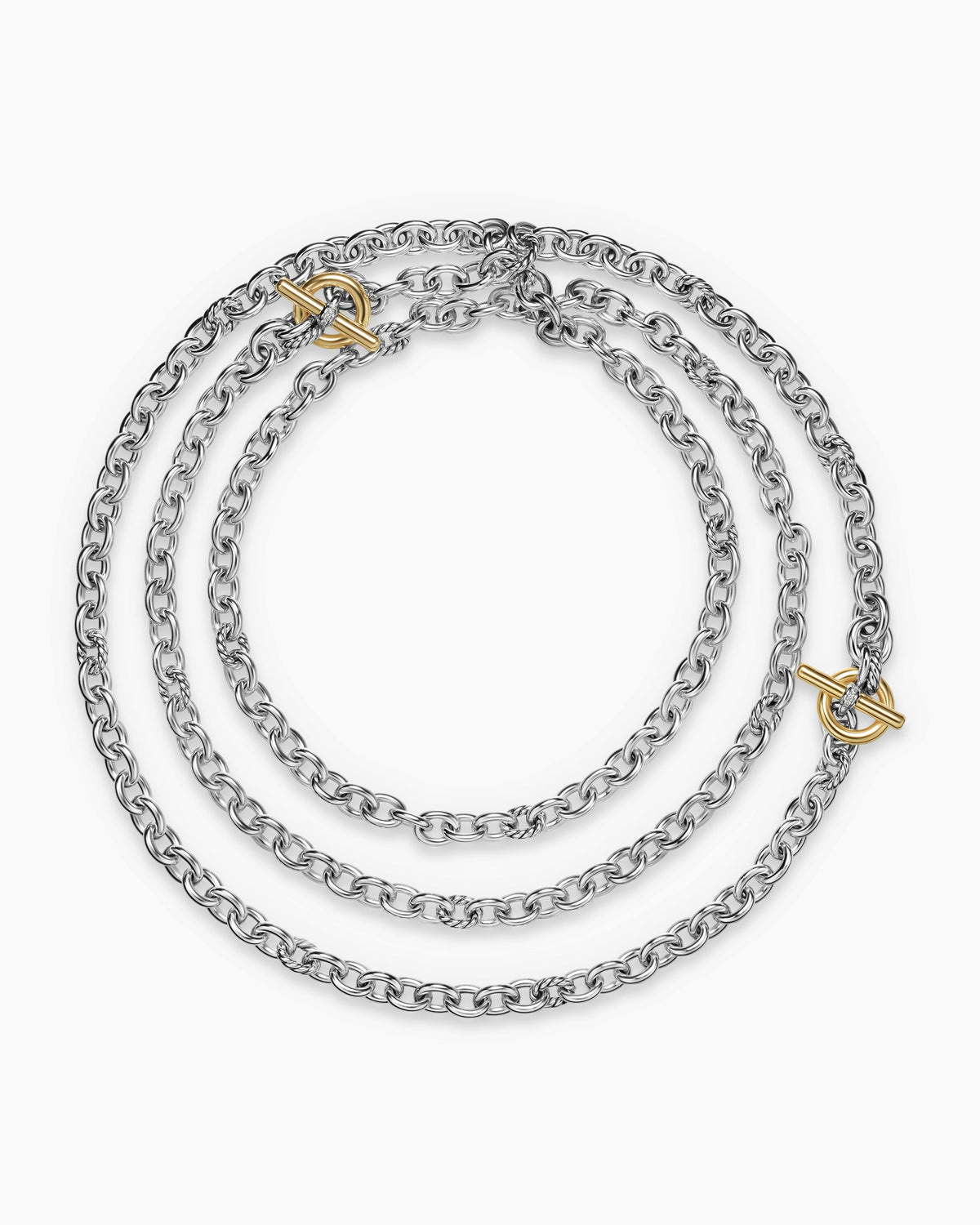 David Yurman DY Mercer® Convertible Chain Necklace in Sterling Silver with 18K Yellow Gold and Diamonds, 8mm David Yurman Women’s