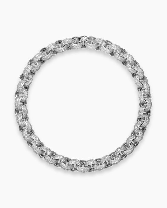 David Yurman Mosaic Pavé Round Link Chain Necklace in White Gold David Yurman Women’s|High Jewelry