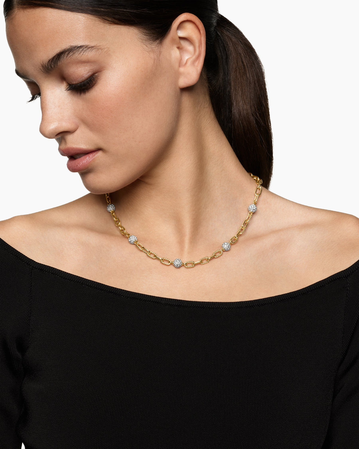 David Yurman DY Madison Pavé Bead Chain Necklace David Yurman Women’s