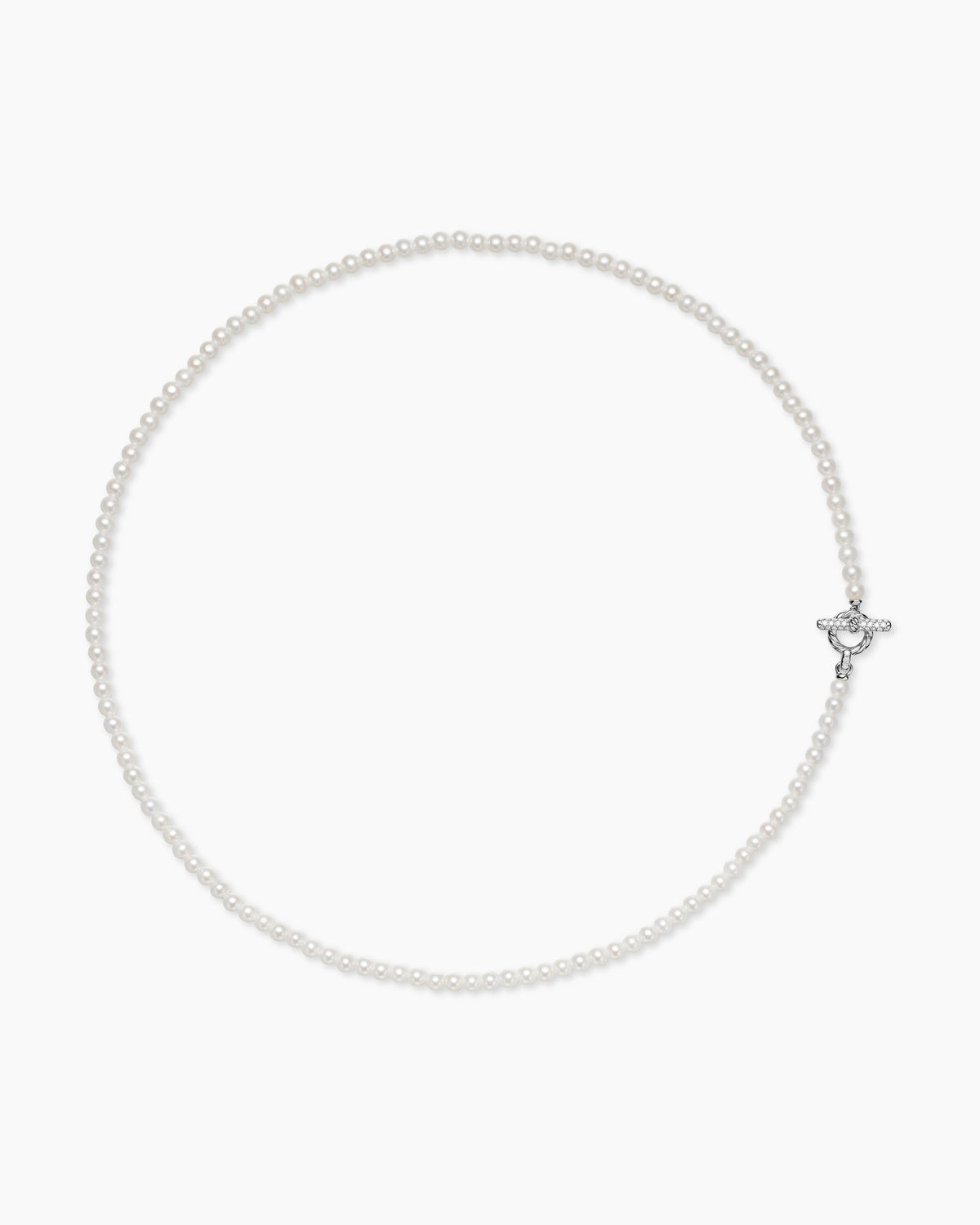 David Yurman Pearl Classics Petite Toggle Necklace in Sterling Silver with Diamonds, 3mm David Yurman Women’s