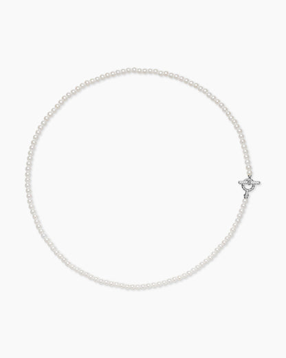 David Yurman Pearl Classics Petite Toggle Necklace in Sterling Silver with Diamonds, 3mm David Yurman Women’s