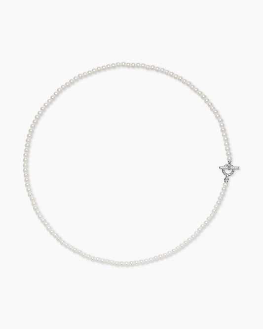 David Yurman Pearl Classics Petite Toggle Necklace in Sterling Silver with Diamonds, 3mm David Yurman Women’s