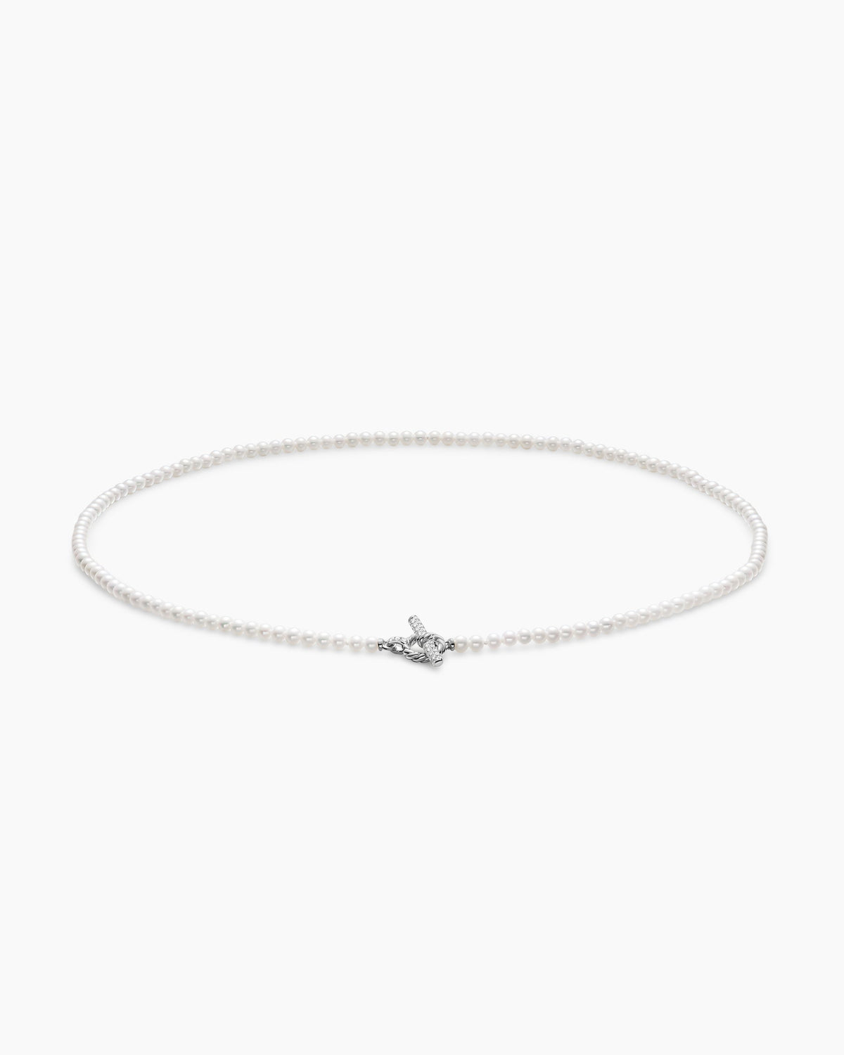 David Yurman Pearl Classics Petite Toggle Necklace in Sterling Silver with Diamonds, 3mm David Yurman Women’s
