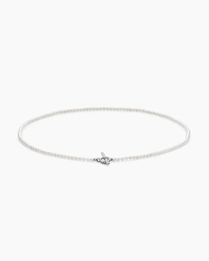 David Yurman Pearl Classics Petite Toggle Necklace in Sterling Silver with Diamonds, 3mm David Yurman Women’s