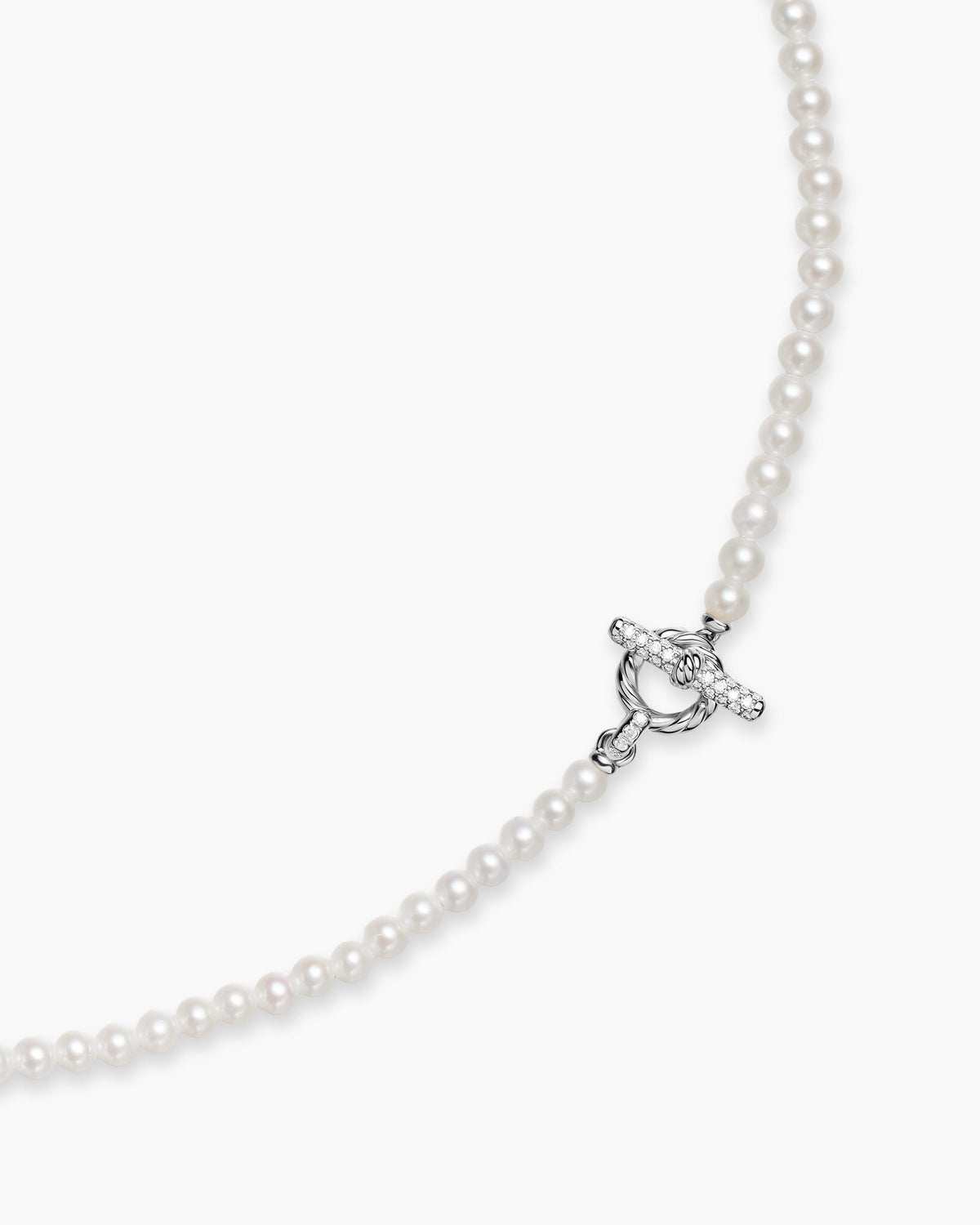 David Yurman Pearl Classics Petite Toggle Necklace in Sterling Silver with Diamonds, 3mm David Yurman Women’s