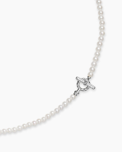 David Yurman Pearl Classics Petite Toggle Necklace in Sterling Silver with Diamonds, 3mm David Yurman Women’s