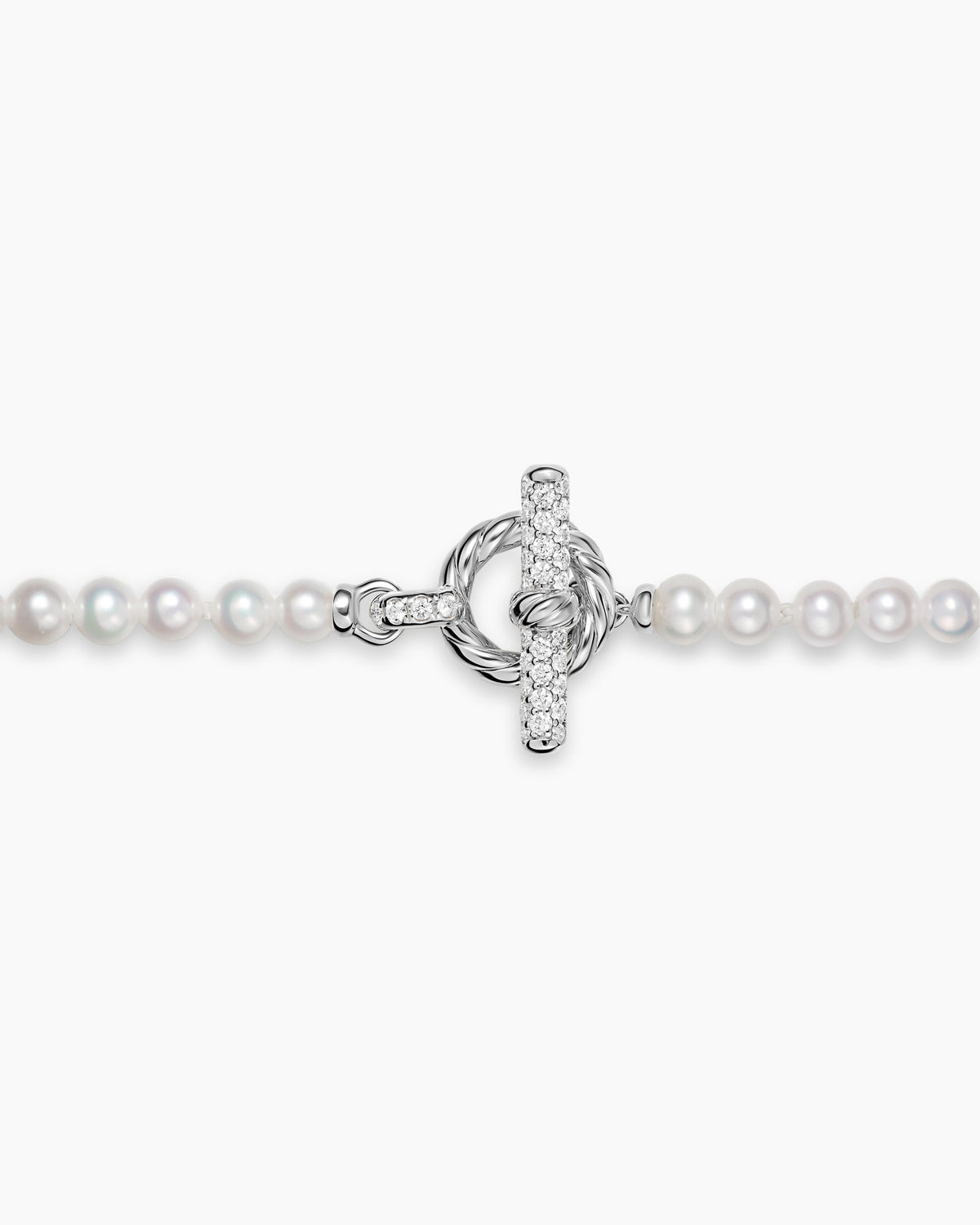 David Yurman Pearl Classics Petite Toggle Necklace in Sterling Silver with Diamonds, 3mm David Yurman Women’s