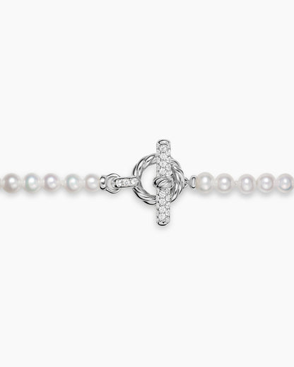 David Yurman Pearl Classics Petite Toggle Necklace in Sterling Silver with Diamonds, 3mm David Yurman Women’s