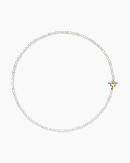 David Yurman Pearl Classics Petite Toggle Necklace in 18K Yellow Gold with Diamonds, 3mm David Yurman Women’s