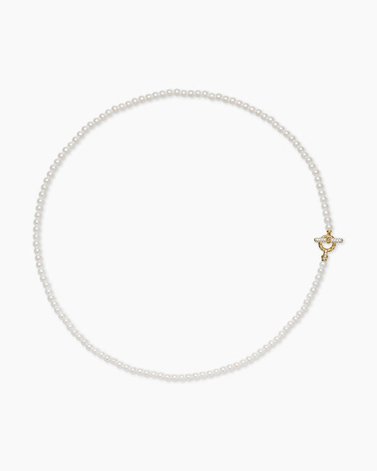 David Yurman Pearl Classics Petite Toggle Necklace in 18K Yellow Gold with Diamonds, 3mm David Yurman Women’s