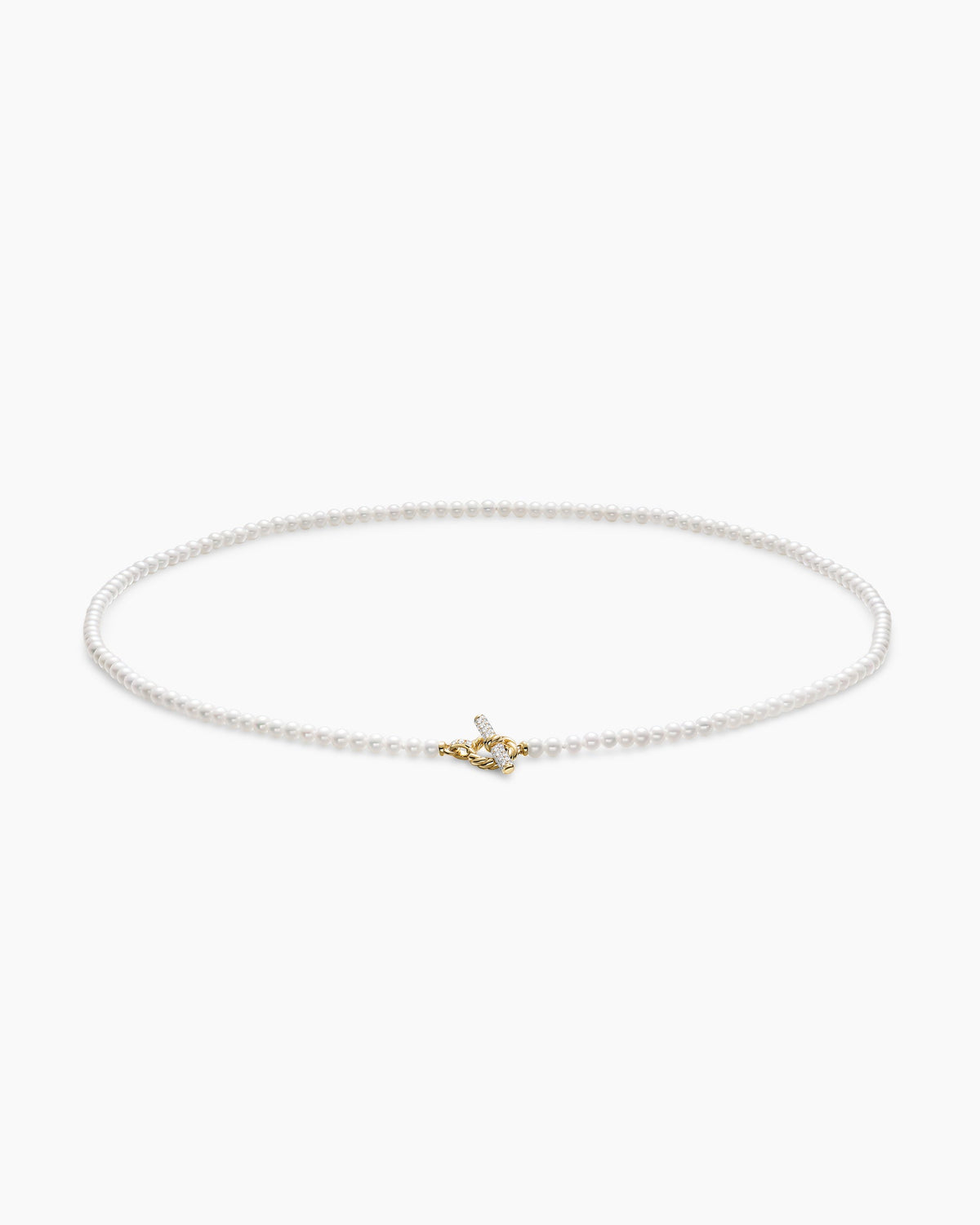 David Yurman Pearl Classics Petite Toggle Necklace in 18K Yellow Gold with Diamonds, 3mm David Yurman Women’s