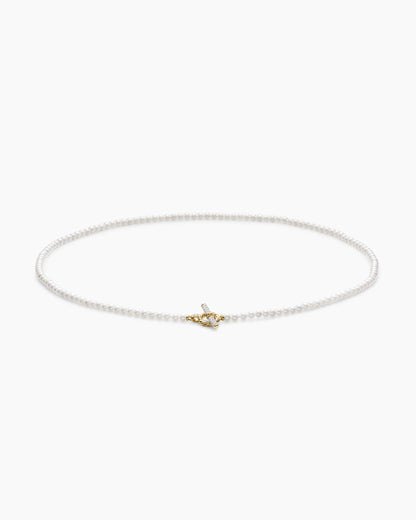 David Yurman Pearl Classics Petite Toggle Necklace in 18K Yellow Gold with Diamonds, 3mm David Yurman Women’s