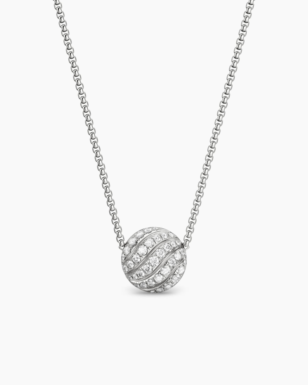 David Yurman Sculpted Cable Pendant Necklace in Sterling Silver with Diamonds, 10mm David Yurman Women’s