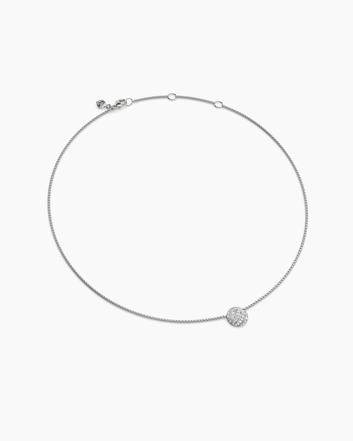 David Yurman Sculpted Cable Pendant Necklace in Sterling Silver with Diamonds, 10mm David Yurman Women’s