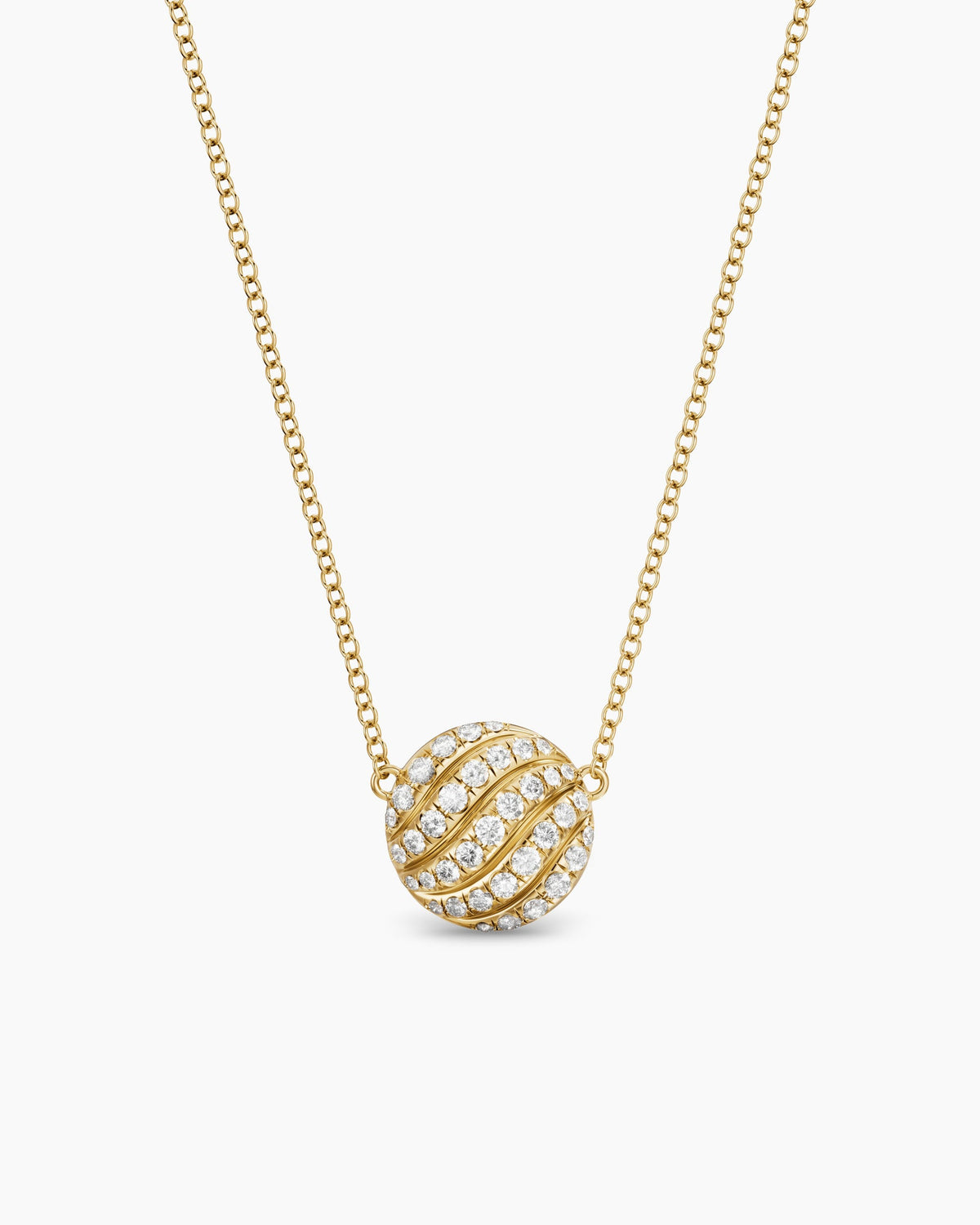 David Yurman Sculpted Cable Pendant Necklace in 18K Yellow Gold with Diamonds, 10mm David Yurman Women’s