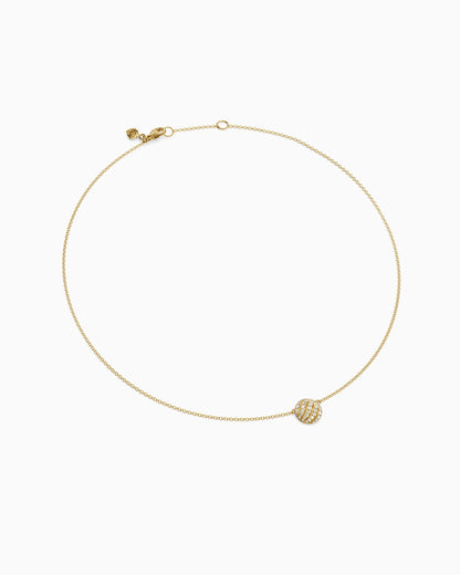 David Yurman Sculpted Cable Pendant Necklace in 18K Yellow Gold with Diamonds, 10mm David Yurman Women’s