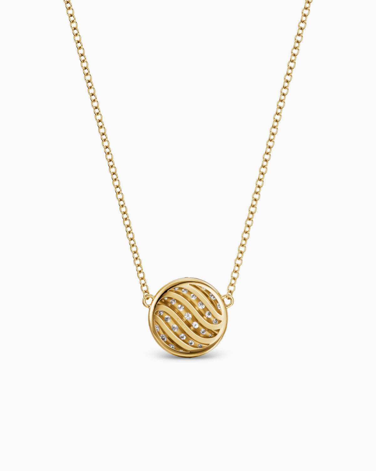 David Yurman Sculpted Cable Pendant Necklace in 18K Yellow Gold with Diamonds, 10mm David Yurman Women’s