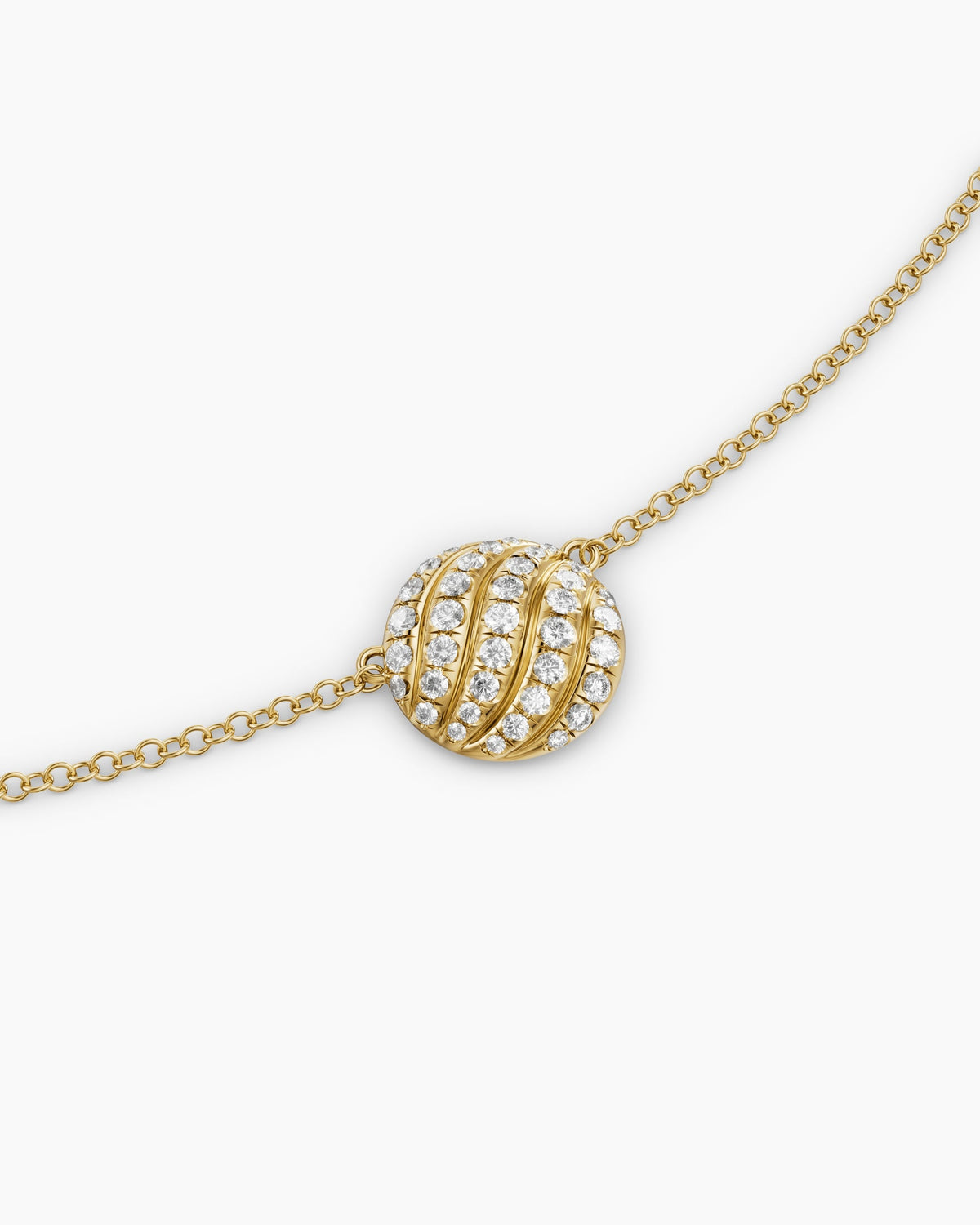 David Yurman Sculpted Cable Pendant Necklace in 18K Yellow Gold with Diamonds, 10mm David Yurman Women’s