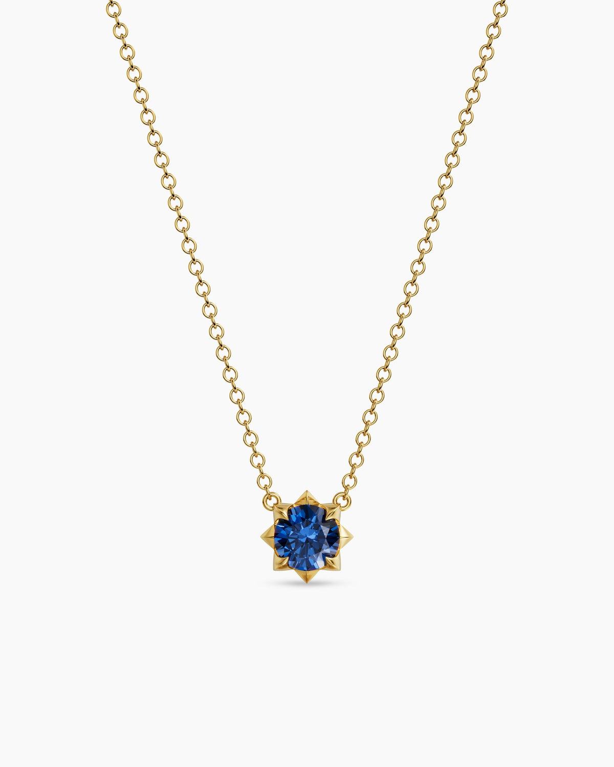 David Yurman Petite Pavé Pendant Necklace in 18K Yellow Gold with Blue Sapphire, 5mm David Yurman Women’s