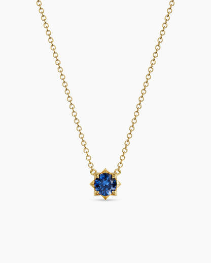 David Yurman Petite Pavé Pendant Necklace in 18K Yellow Gold with Blue Sapphire, 5mm David Yurman Women’s