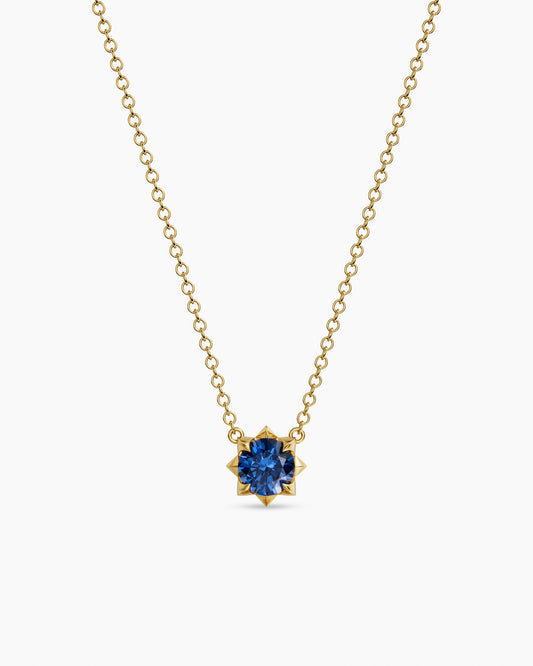 David Yurman Petite Pavé Pendant Necklace in 18K Yellow Gold with Blue Sapphire, 5mm David Yurman Women’s