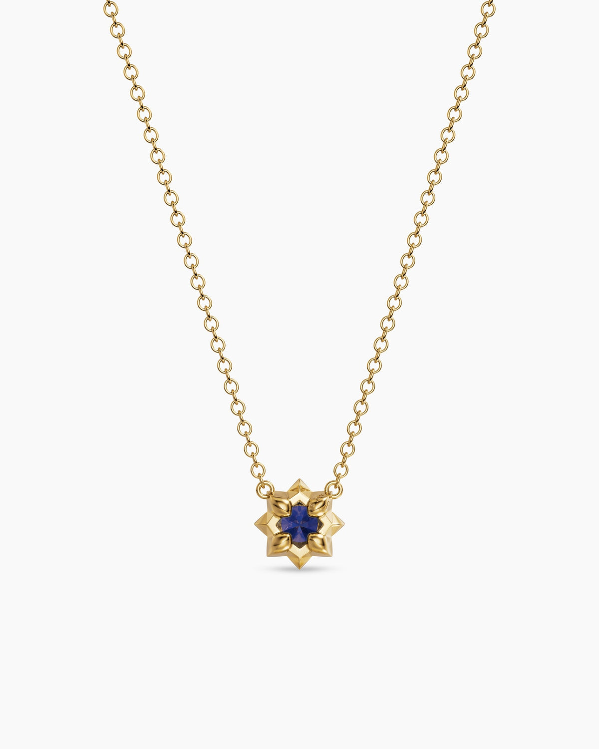 David Yurman Petite Pavé Pendant Necklace in 18K Yellow Gold with Blue Sapphire, 5mm David Yurman Women’s