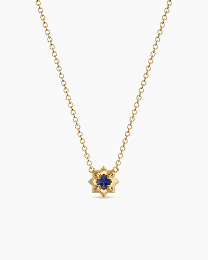 David Yurman Petite Pavé Pendant Necklace in 18K Yellow Gold with Blue Sapphire, 5mm David Yurman Women’s