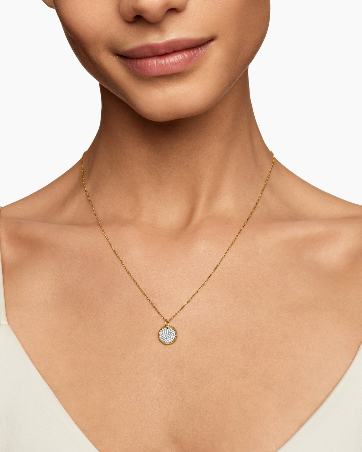 David Yurman Cable Collectibles Pavé Plate Necklace David Yurman Women’s