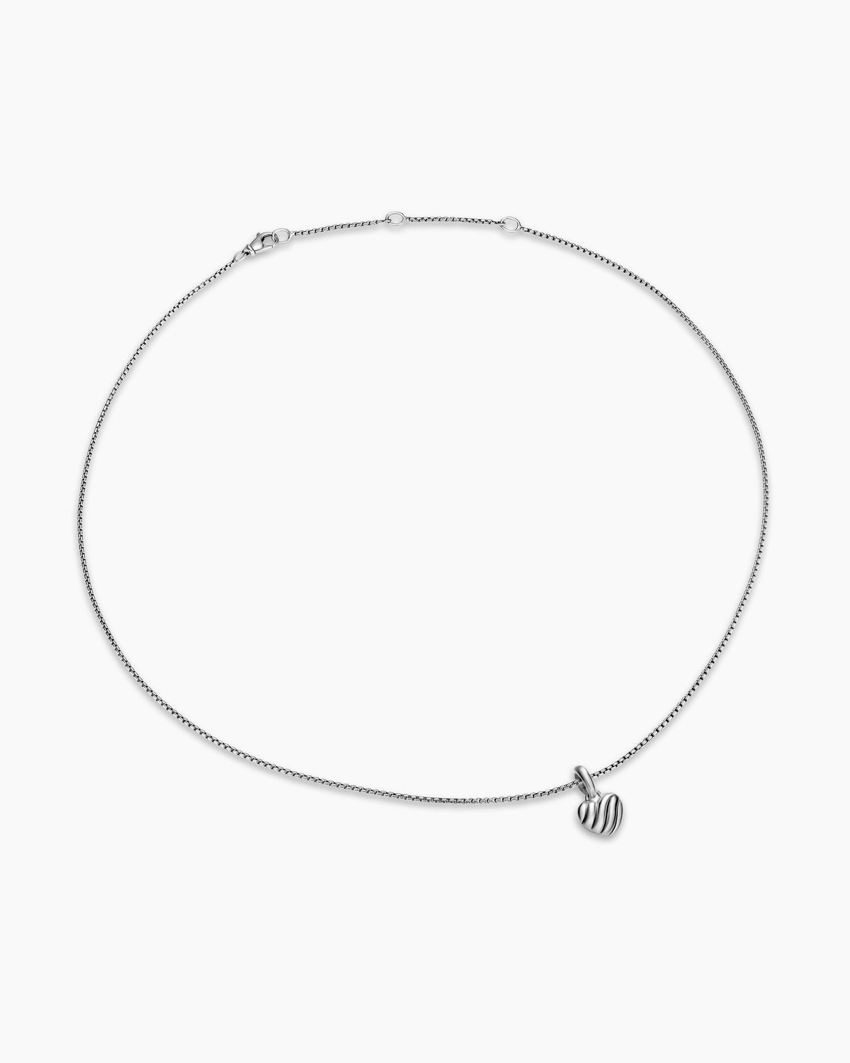 David Yurman Petite Puffy Cable Heart Necklace in Sterling Silver, 7.4mm David Yurman Women’s