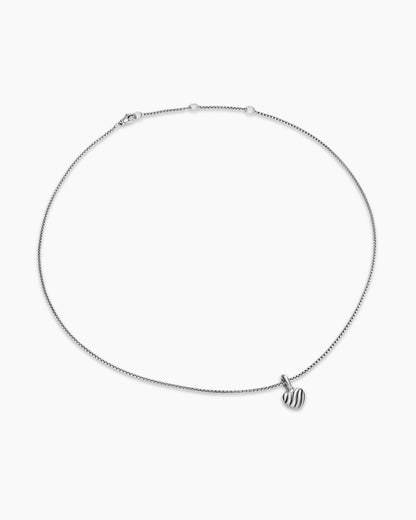 David Yurman Petite Puffy Cable Heart Necklace in Sterling Silver, 7.4mm David Yurman Women’s