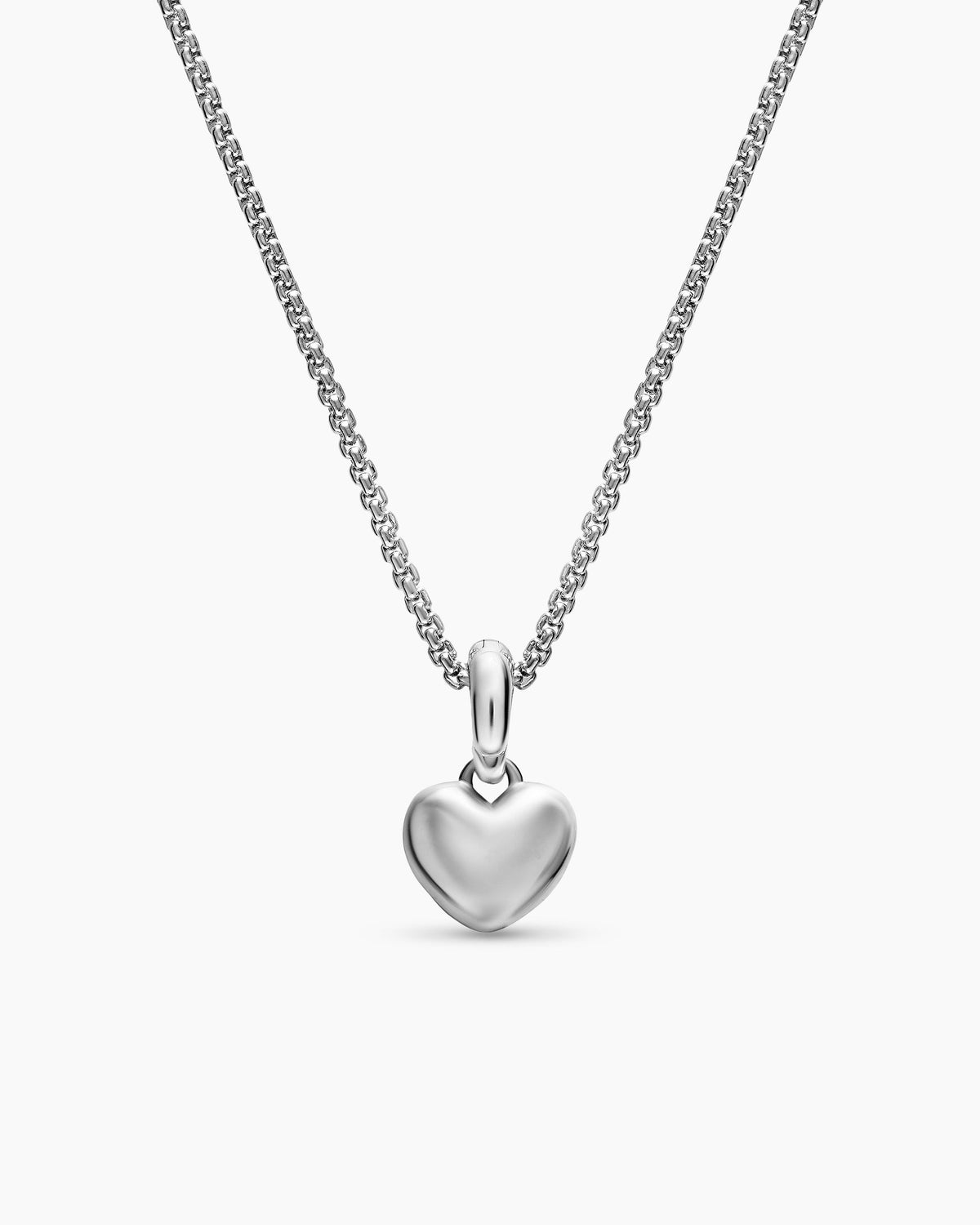 David Yurman Petite Puffy Cable Heart Necklace in Sterling Silver, 7.4mm David Yurman Women’s