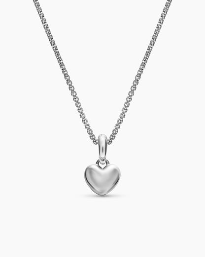 David Yurman Petite Puffy Cable Heart Necklace in Sterling Silver, 7.4mm David Yurman Women’s
