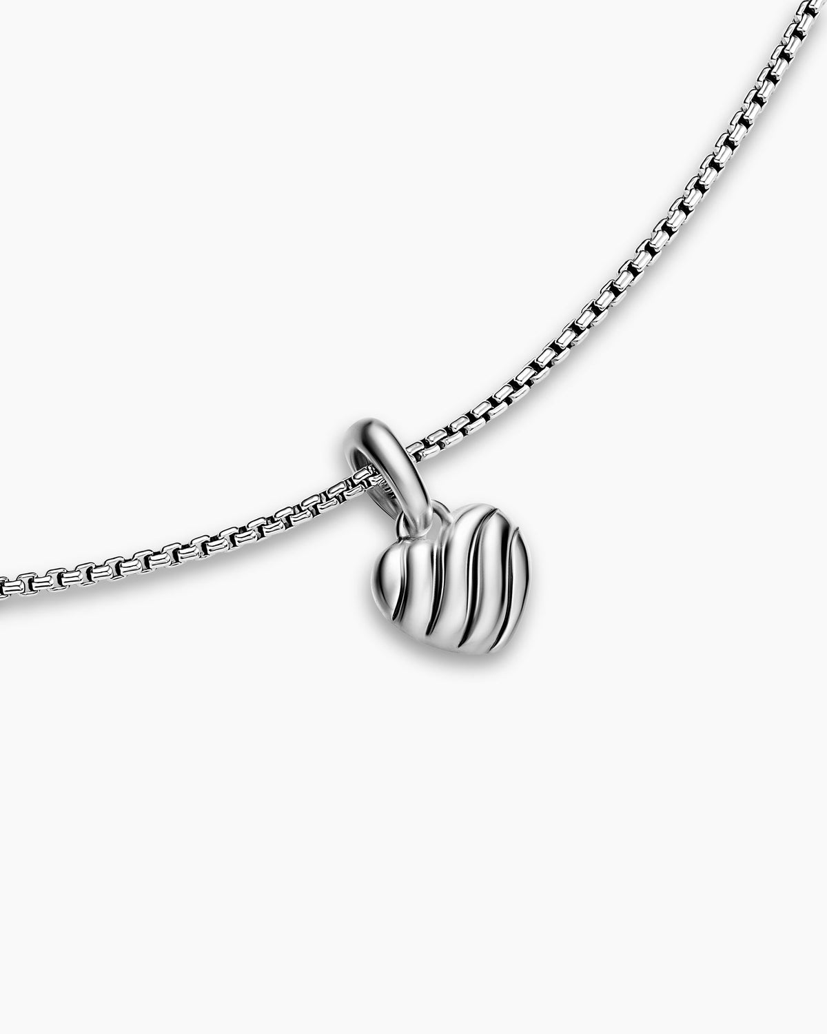 David Yurman Petite Puffy Cable Heart Necklace in Sterling Silver, 7.4mm David Yurman Women’s